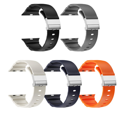 Apple Watch 7 45mm Zore KRD-145 Metal Tokalı Silikon Kordon