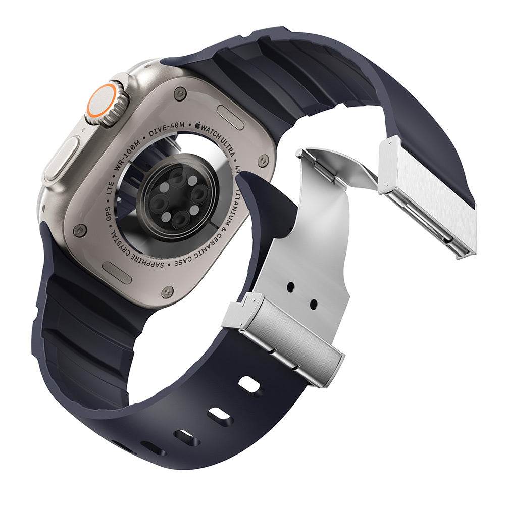 Apple Watch 7 45mm Zore KRD-145 Metal Tokalı Silikon Kordon