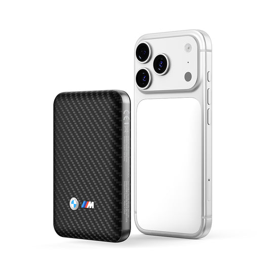 BMW Orjinal Lisanslı PU Karbon Tasarımlı Led Işık Göstergeli Magnetik Powerbank 5000mAh