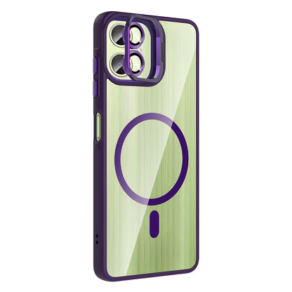 Galaxy A06 Kılıf Standlı ve Kamera Lens Hediyeli M-Safe Şarj Özellikli Zore Etro Kapak