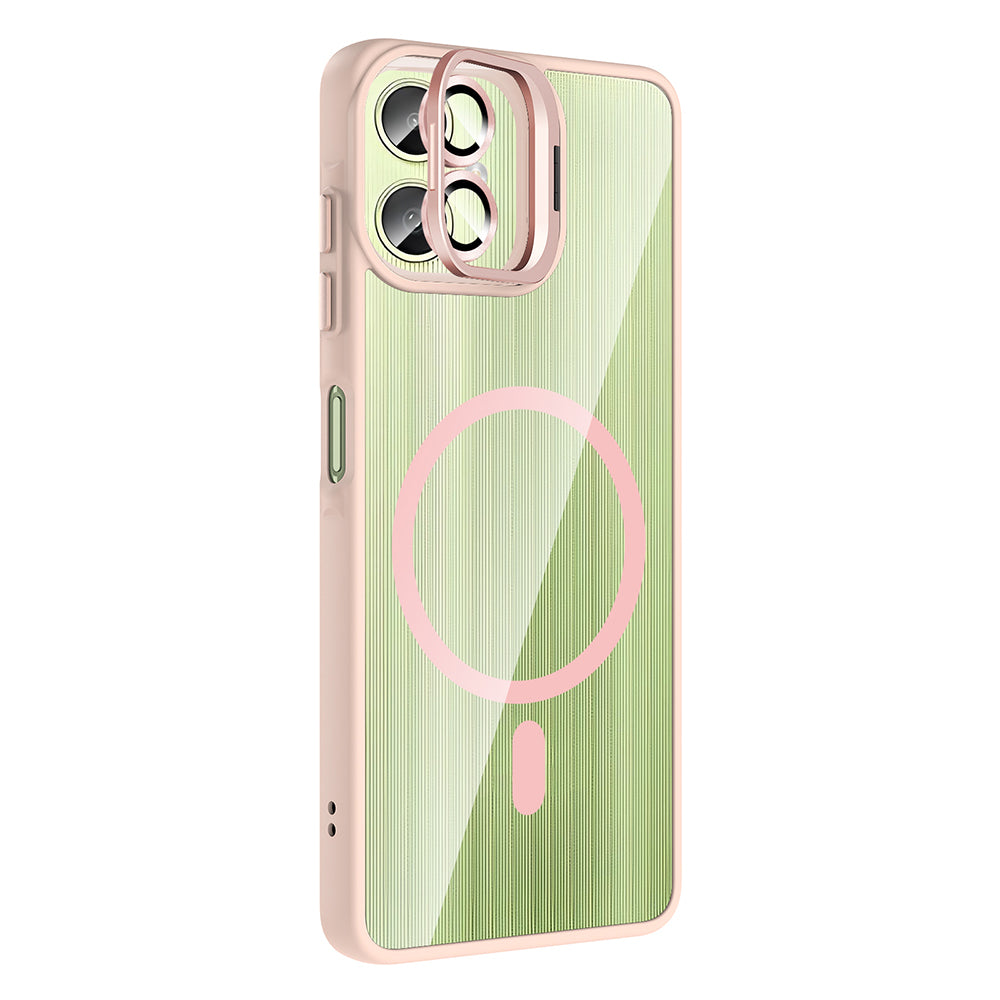 Galaxy A06 Kılıf Standlı ve Kamera Lens Hediyeli M-Safe Şarj Özellikli Zore Etro Kapak