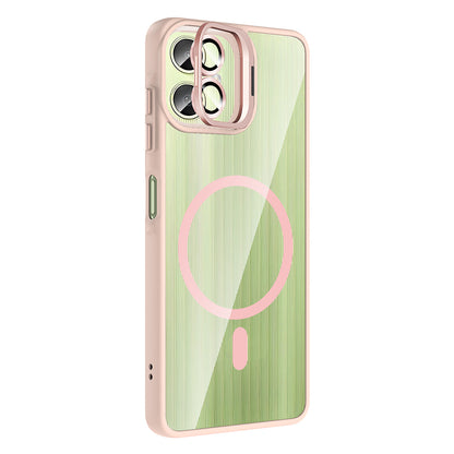 Galaxy A06 Kılıf Standlı ve Kamera Lens Hediyeli M-Safe Şarj Özellikli Zore Etro Kapak