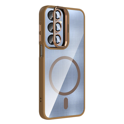 Galaxy A16 Kılıf Standlı ve Kamera Lens Hediyeli M-Safe Şarj Özellikli Zore Etro Kapak