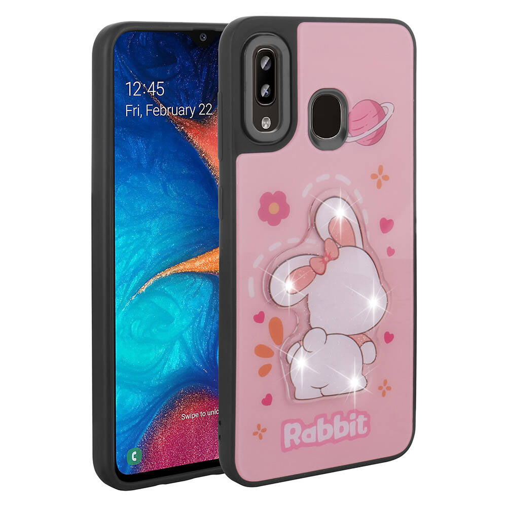 Galaxy A20 Kılıf Parlayan Kabartmalı İkonik Figürlü Zore Amas Silikon Kapak
