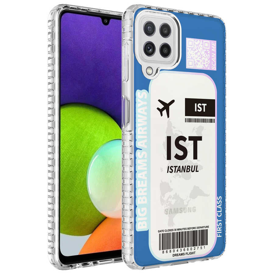 Galaxy A22 4G Kılıf Airbag Kenarlı Renkli Desenli Silikon Zore Elegans Kapak