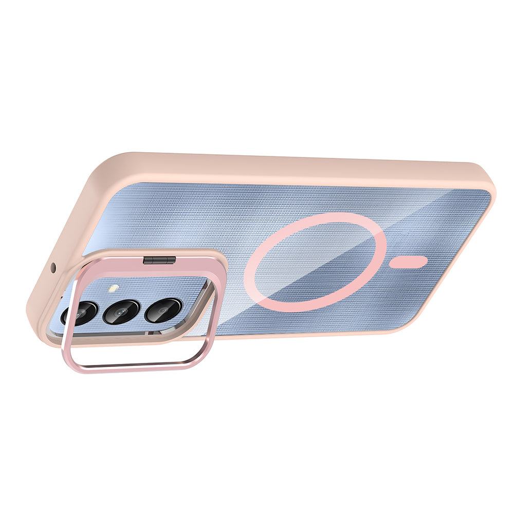 Galaxy A25 Kılıf Standlı ve Kamera Lens Hediyeli M-Safe Şarj Özellikli Zore Etro Kapak