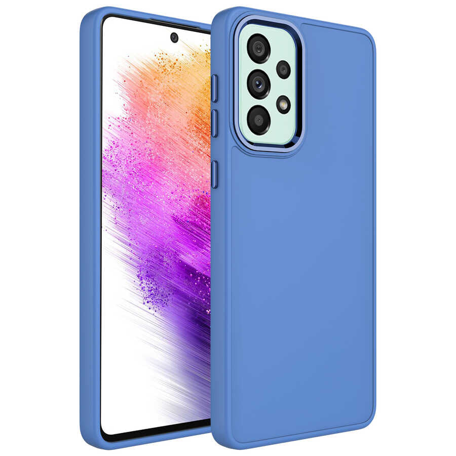 Galaxy A32 4G Kılıf Metal Çerçeve ve Buton Tasarımlı Silikon Zore Luna Kapak