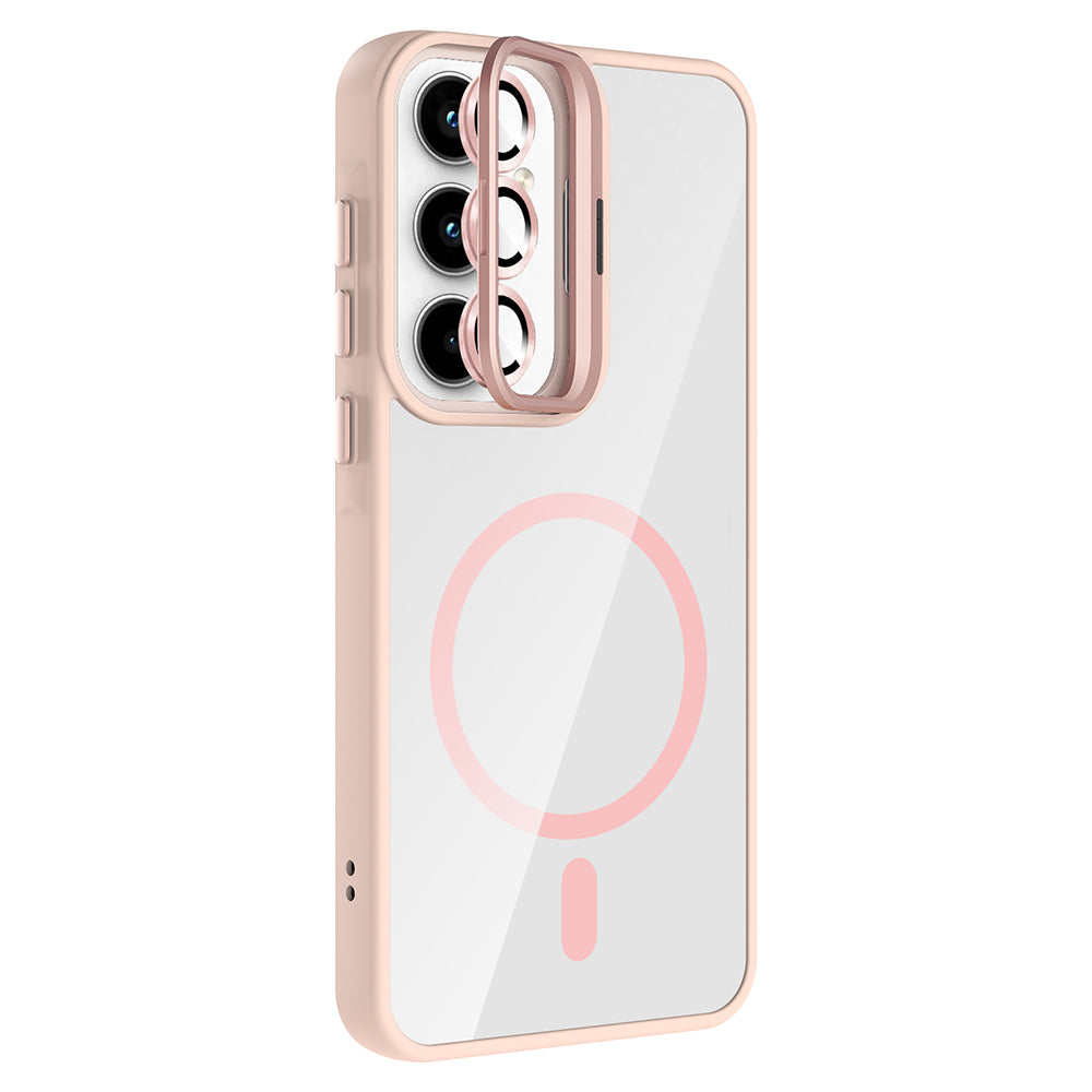 Galaxy A35 Kılıf Standlı ve Kamera Lens Hediyeli M-Safe Şarj Özellikli Zore Etro Kapak