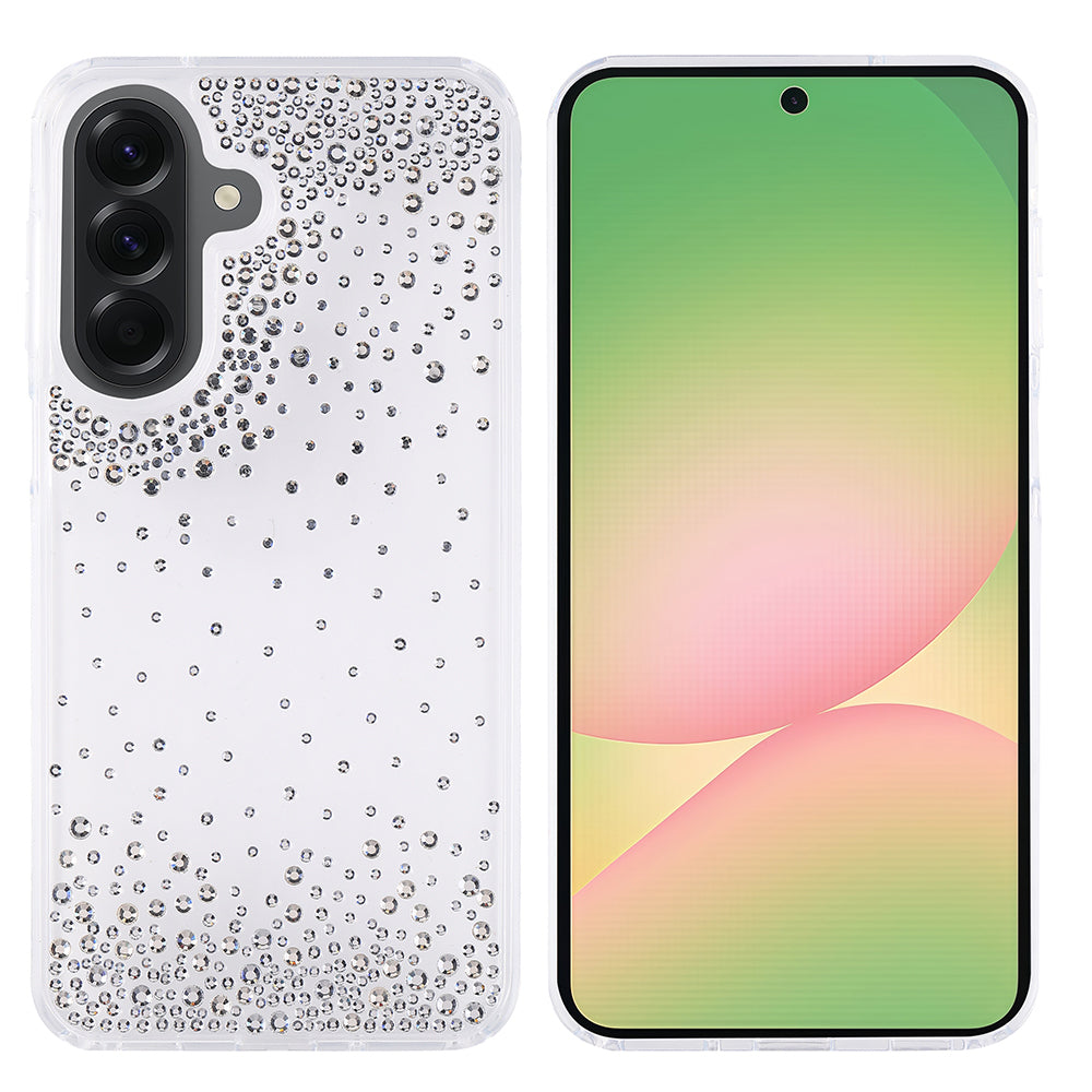 Galaxy A36 Kılıf Airbag Tasarımlı Damla Taşlı Şeffaf Zore Pera Silikon Kapak