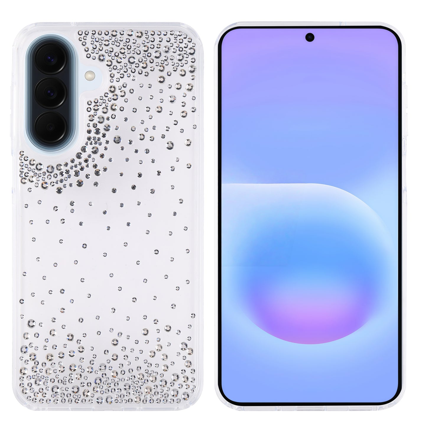 Galaxy A37 Kılıf Airbag Tasarımlı Damla Taşlı Şeffaf Zore Pera Silikon Kapak