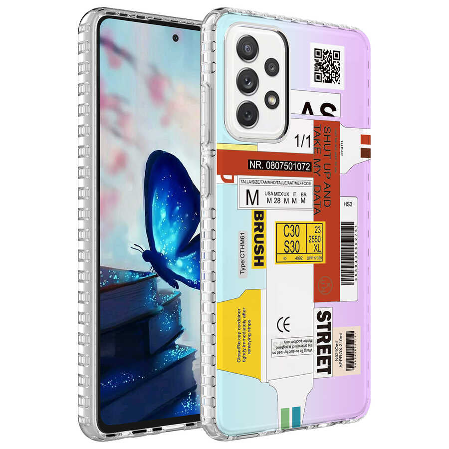 Galaxy A53 5G Kılıf Airbag Kenarlı Renkli Desenli Silikon Zore Elegans Kapak