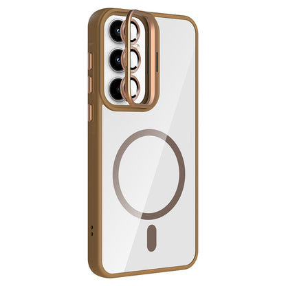 Galaxy A55 Kılıf Standlı ve Kamera Lens Hediyeli M-Safe Şarj Özellikli Zore Etro Kapak
