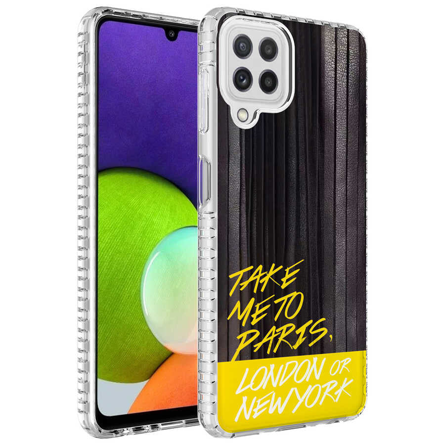 Galaxy M22 Kılıf Airbag Kenarlı Renkli Desenli Silikon Zore Elegans Kapak