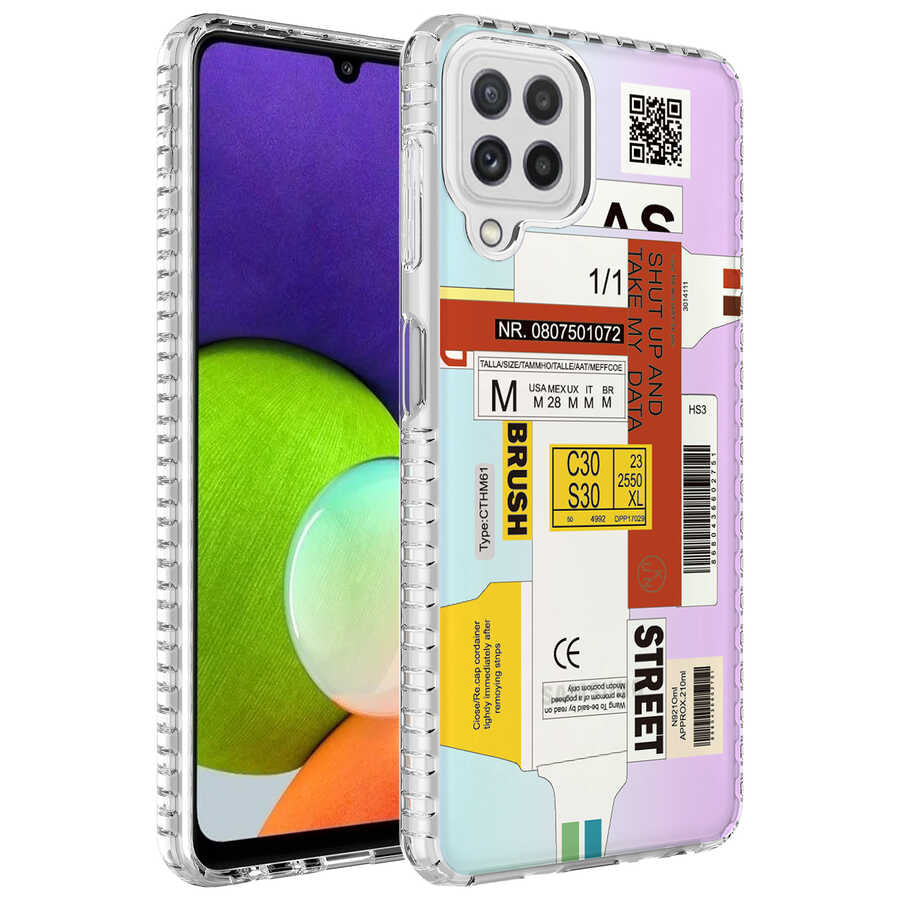 Galaxy M32 Kılıf Airbag Kenarlı Renkli Desenli Silikon Zore Elegans Kapak