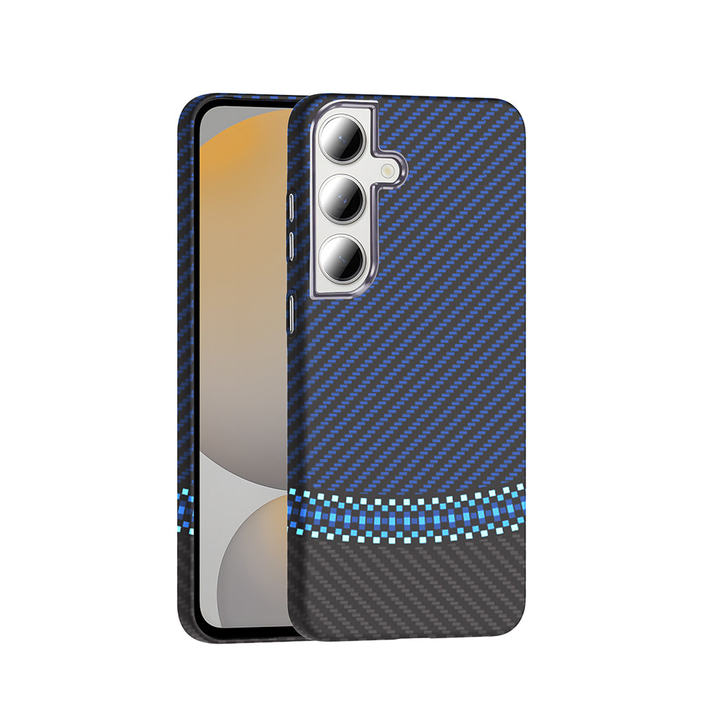 Galaxy S24 FE Kılıf M-safe Şarj Özellikli Karbon Fiber Görünümlü Zore Gros Kapak
