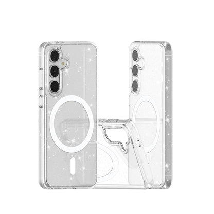 Galaxy S24 FE Kılıf M-safe Şarj Özellikli Parlayan Simli Saydam Renkli Zore Allstar Kapak