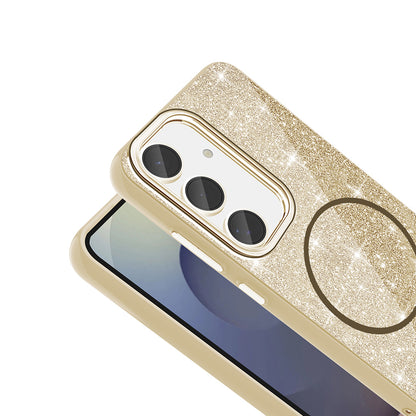 Galaxy S24 FE Kılıf M-safe Şarj Özellikli Parlayan Simli Zore Okso Kapak