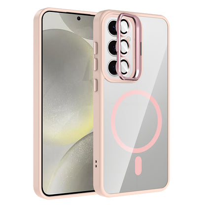 Galaxy S24 FE Kılıf Standlı ve Kamera Lens Hediyeli M-Safe Şarj Özellikli Zore Etro Kapak