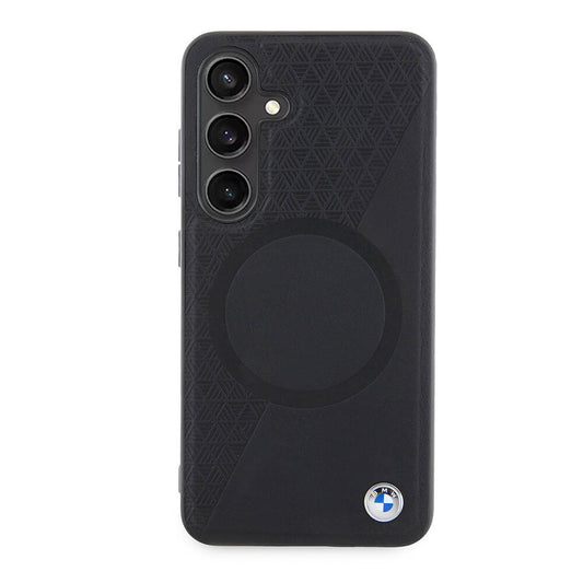 Galaxy S24 Kılıf BMW Orjinal Lisanslı M-safe Şarj Özellikli Yarım Dokulu Circle Leather Kapak