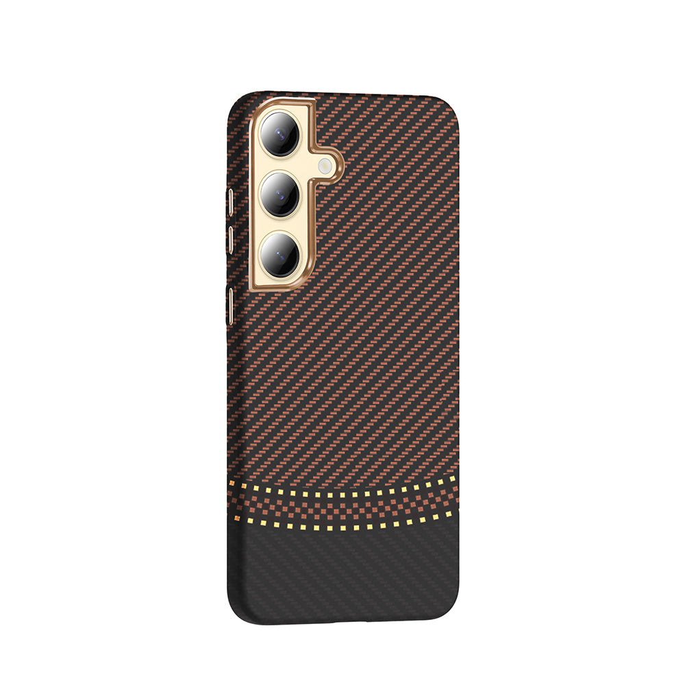 Galaxy S24 Kılıf M-safe Şarj Özellikli Karbon Fiber Görünümlü Zore Gros Kapak