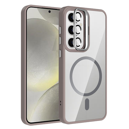 Galaxy S24 Kılıf Standlı ve Kamera Lens Hediyeli M-Safe Şarj Özellikli Zore Etro Kapak