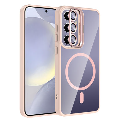 Galaxy S24 Plus Kılıf Standlı ve Kamera Lens Hediyeli M-Safe Şarj Özellikli Zore Etro Kapak