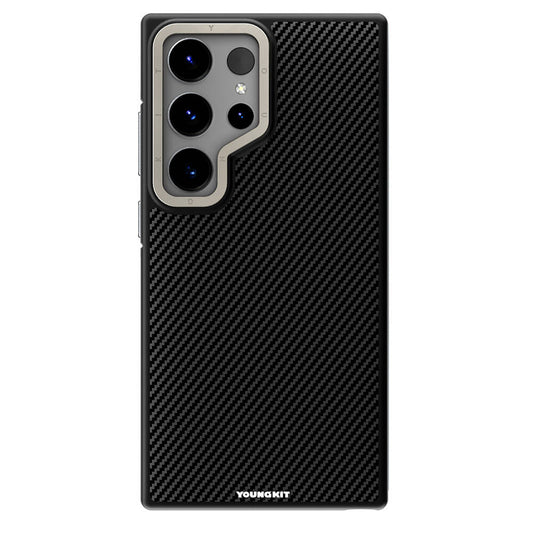 Galaxy S24 Ultra Kılıf M-safe Şarj Özellikli Aramid Fiber Tasarımlı Youngkit 600D Serisi Kapak