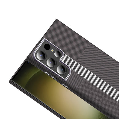 Galaxy S24 Ultra Kılıf M-safe Şarj Özellikli Karbon Fiber Görünümlü Zore Gros Kapak