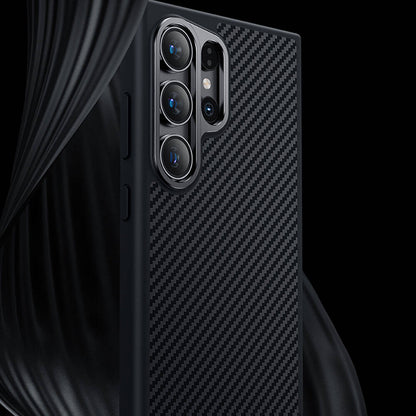 Galaxy S25 Kılıf Karbon Fiber M-safe Şarj Özellikli Benks Hybrid ArmorPro 600D Kevlar Kapak