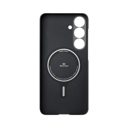 Galaxy S25 Kılıf M-safe Şarj Özellikli 600D Aramid Fiber Pitaka Ultra-Slim Classic Serisi Black-Grey Twill Kapak