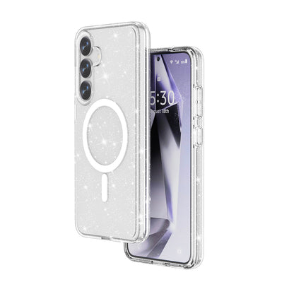 Galaxy S25 Kılıf M-safe Şarj Özellikli Parlayan Simli Saydam Renkli Zore Allstar Kapak
