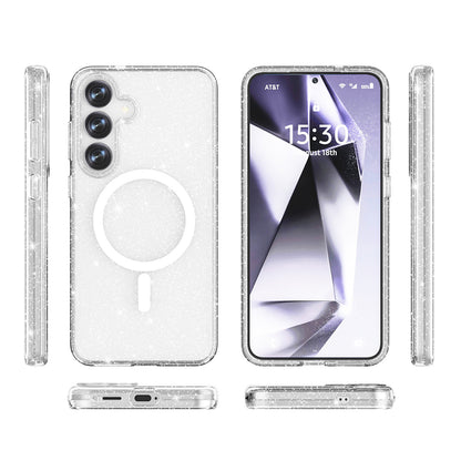 Galaxy S25 Kılıf M-safe Şarj Özellikli Parlayan Simli Saydam Renkli Zore Allstar Kapak