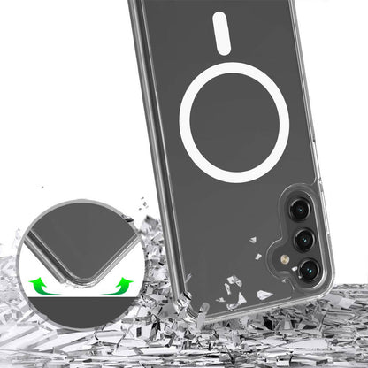 Galaxy S25 Kılıf M-safe Şarj Özellikli Şeffaf Sert PC Zore Embos Kapak