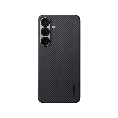 Galaxy S25 Plus Kılıf M-safe Şarj Özellikli 600D Aramid Fiber Pitaka Ultra-Slim Classic Serisi Black-Grey Twill Kapak