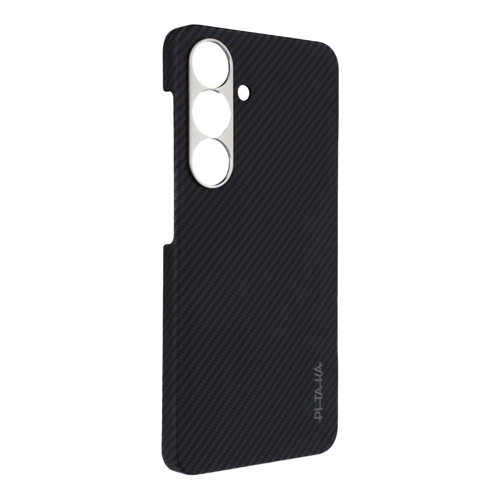 Galaxy S25 Plus Kılıf M-safe Şarj Özellikli 600D Aramid Fiber Pitaka Ultra-Slim Classic Serisi Black-Grey Twill Kapak
