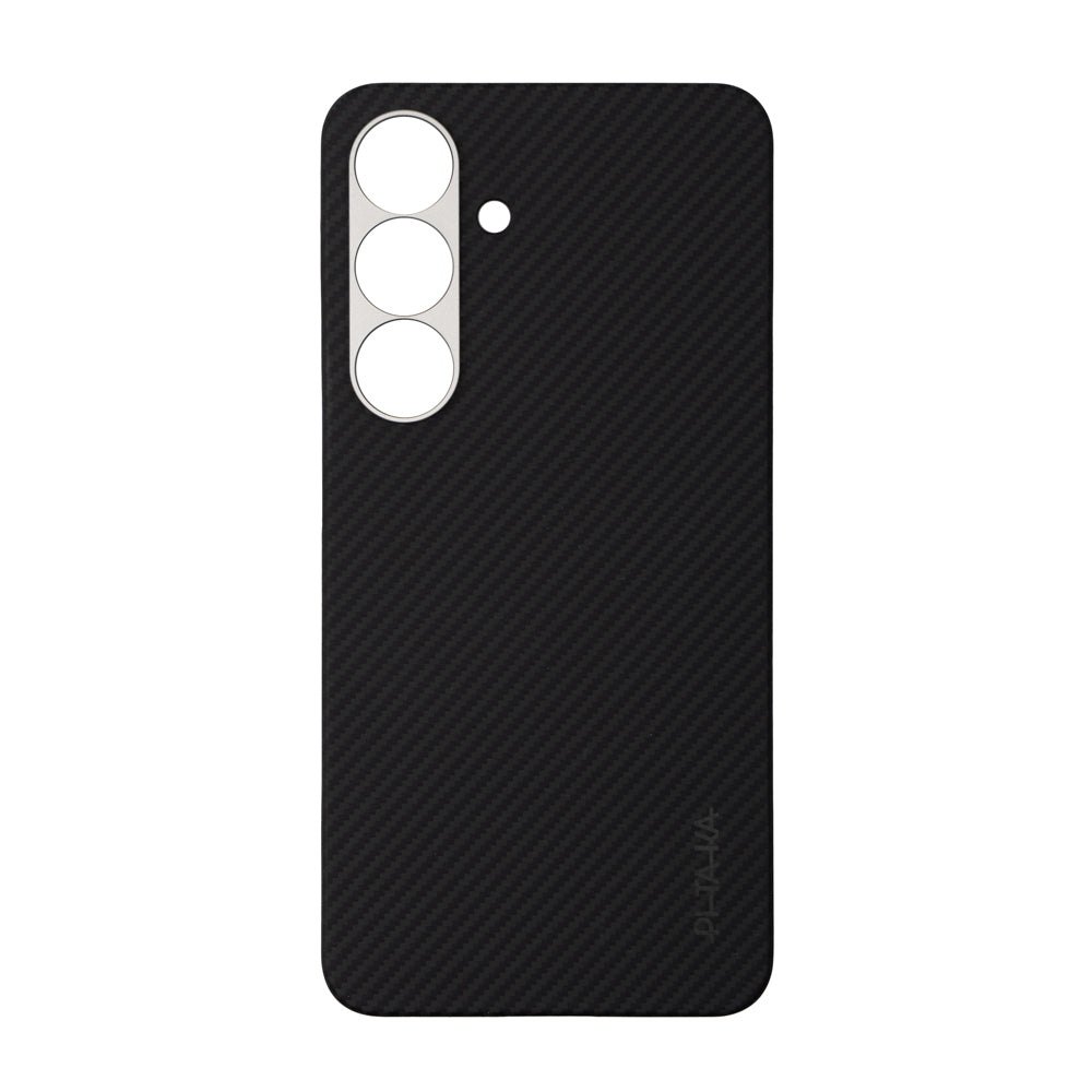 Galaxy S25 Plus Kılıf M-safe Şarj Özellikli 600D Aramid Fiber Pitaka Ultra-Slim Classic Serisi Black-Grey Twill Kapak