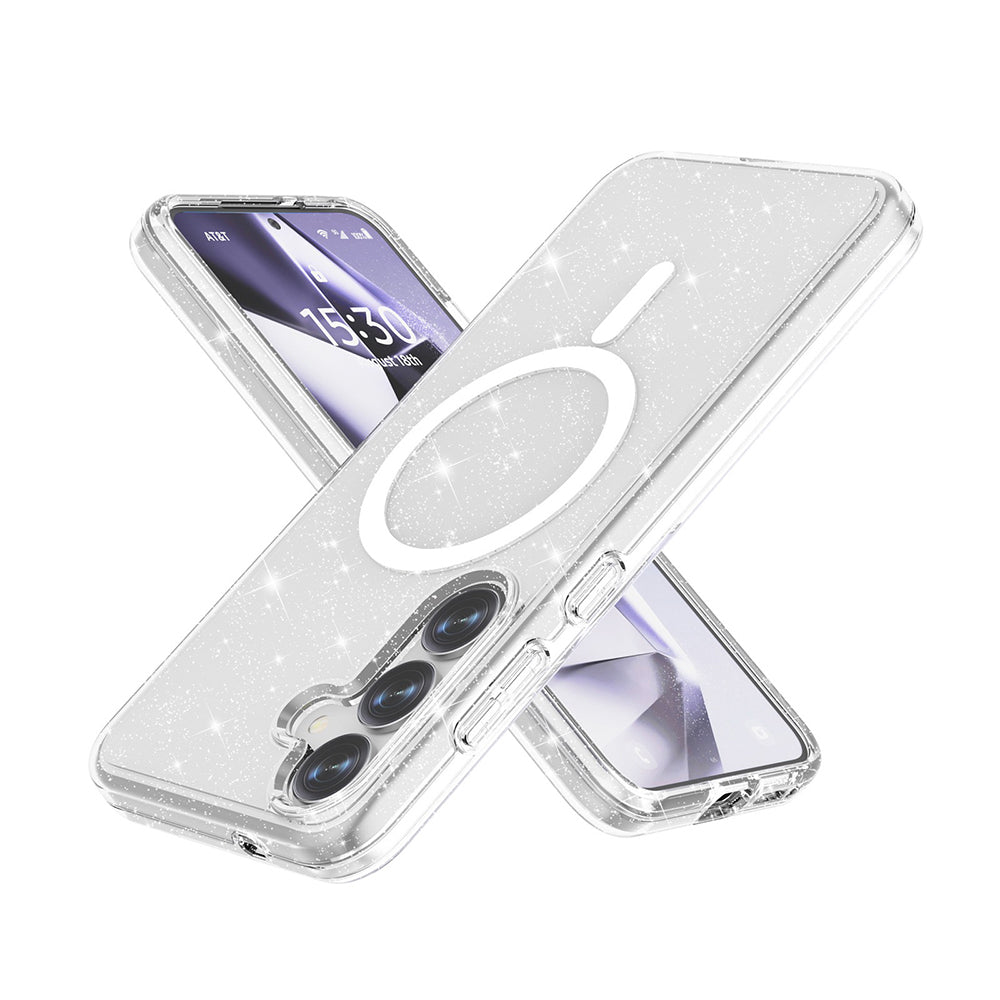 Galaxy S25 Plus Kılıf M-safe Şarj Özellikli Parlayan Simli Saydam Renkli Zore Allstar Kapak