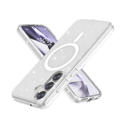 Galaxy S25 Plus Kılıf M-safe Şarj Özellikli Parlayan Simli Saydam Renkli Zore Allstar Kapak