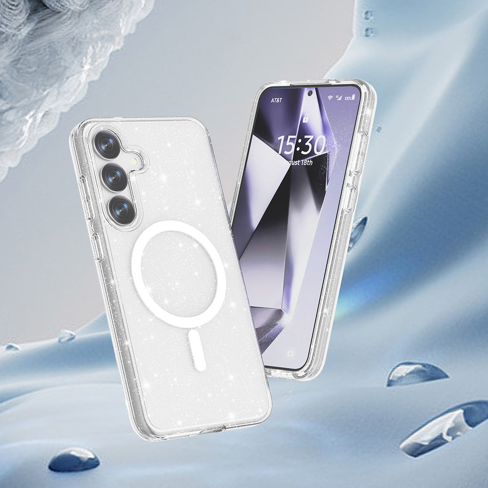 Galaxy S25 Plus Kılıf M-safe Şarj Özellikli Parlayan Simli Saydam Renkli Zore Allstar Kapak
