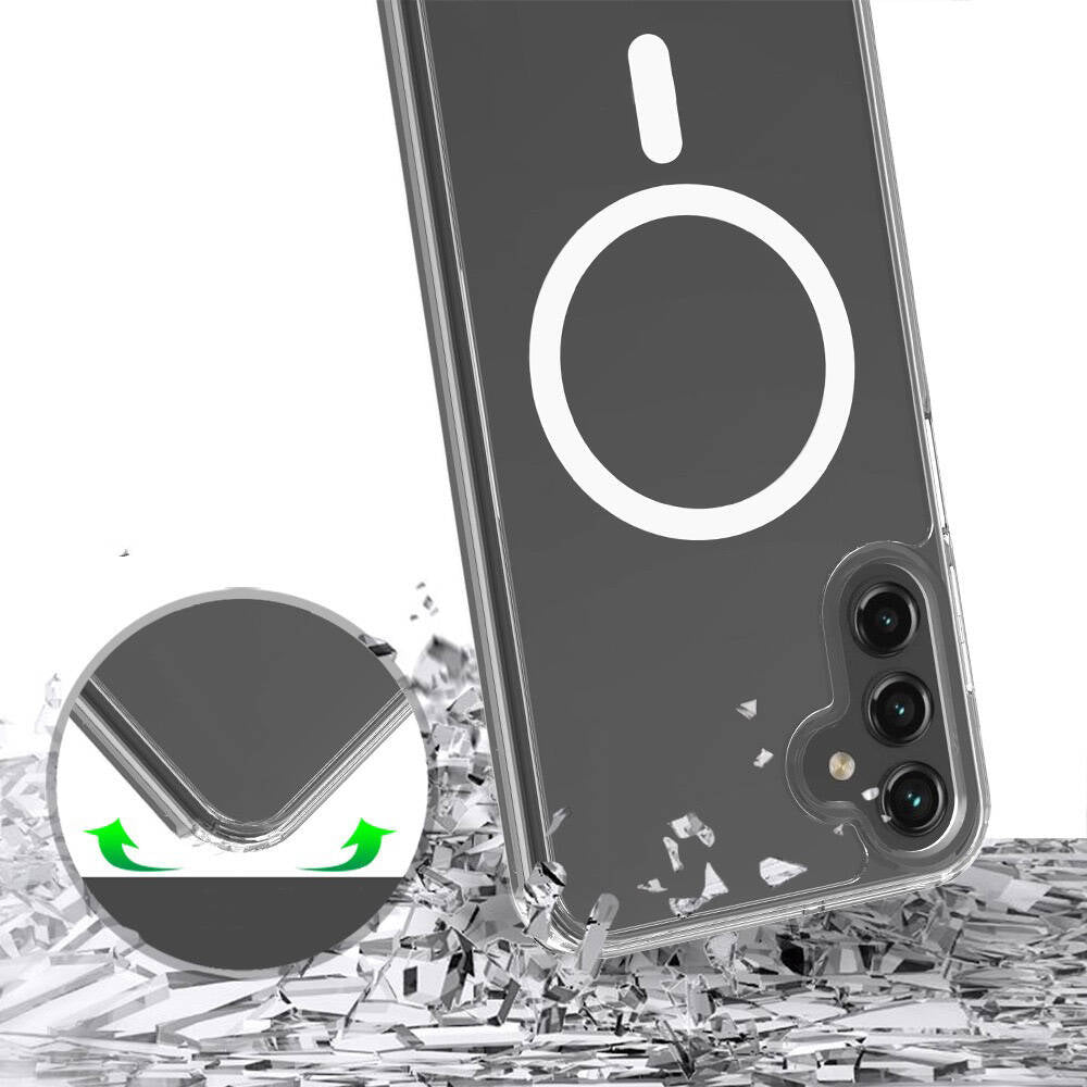 Galaxy S25 Plus Kılıf M-safe Şarj Özellikli Şeffaf Sert PC Zore Embos Kapak