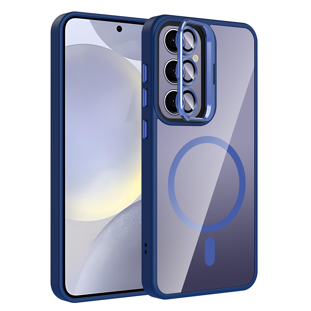 Galaxy S25 Plus Kılıf Standlı ve Kamera Lens Hediyeli M-Safe Şarj Özellikli Zore Etro Kapak