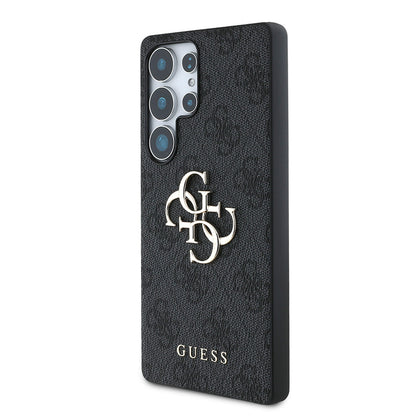 Galaxy S25 Ultra Kılıf Guess Orjinal Lisanslı PU Deri 4G Desenli Metal Büyük 4G ve Yazı Logolu Kapak
