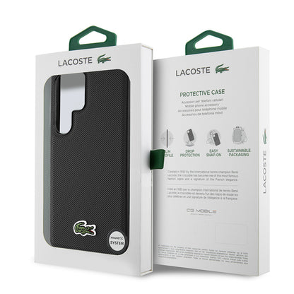 Galaxy S25 Ultra Kılıf Lacoste Orjinal Lisanslı PU Pike Desenli Arka Yüzey İkonik Timsah Dokuma Logolu Kapak