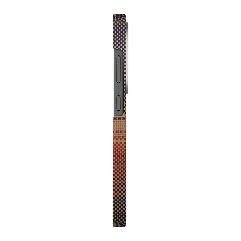 Galaxy S25 Ultra Kılıf M-safe Şarj Özellikli Aramid Fiber Pitaka Tactile Woven Sunset-Moonrise Serisi Kapak