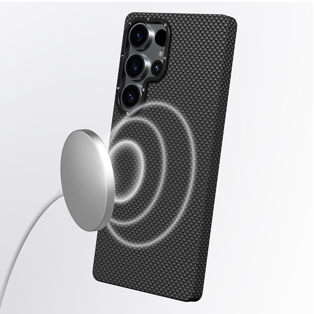 Galaxy S25 Ultra Kılıf M-safe Şarj Özellikli Aramid Fiber Youngkit 1500D Extreme Wing Serisi Kapak