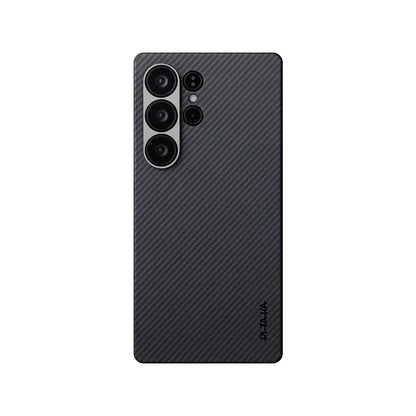 Galaxy S25 Ultra Kılıf M-safe Şarj Özellikli 600D Aramid Fiber Pitaka Ultra-Slim Classic Serisi Black-Grey Twill Kapak