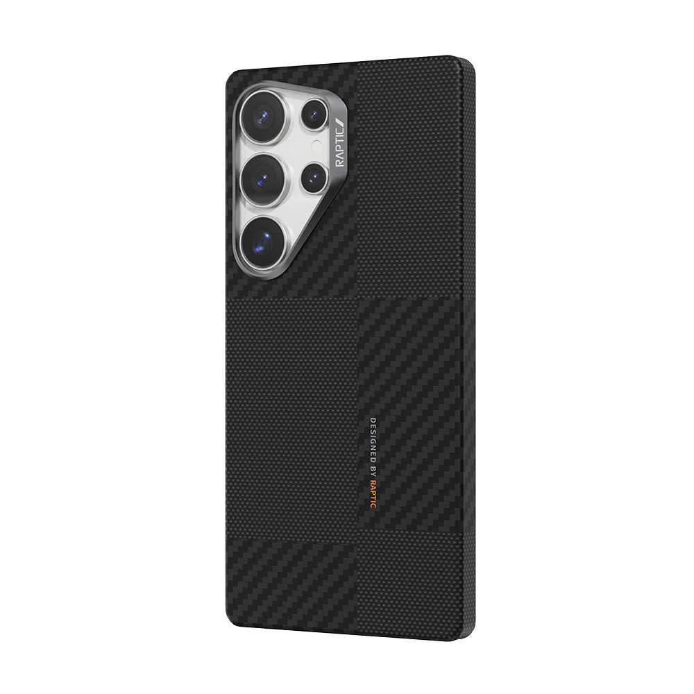 Galaxy S25 Ultra Kılıf M-safe Şarj Özellikli 600D Metal Kamera Çerçeveli Raptic Aramid Fiber Croxx Mondrian Serisi Kapak