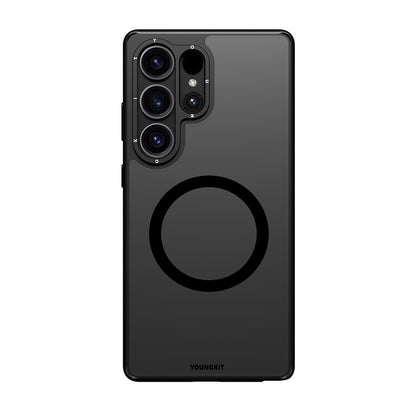 Galaxy S25 Ultra Kılıf M-safe Şarj Özellikli Cam Arka Yüzey TPU Youngkit Gemstone Serisi Kapak