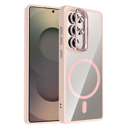 Galaxy S25 Ultra Kılıf Standlı ve Kamera Lens Hediyeli M-Safe Şarj Özellikli Zore Etro Kapak