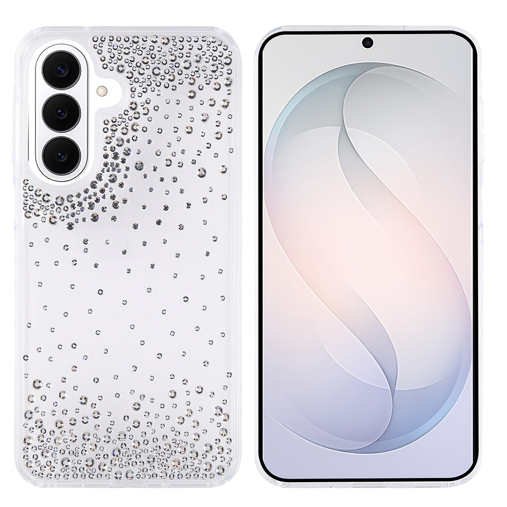 Galaxy S26 Kılıf Airbag Tasarımlı Damla Taşlı Şeffaf Zore Pera Silikon Kapak